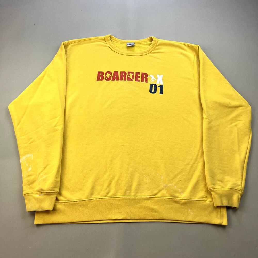Vintage Old Navy Sweatshirt Mens XL Yellow Snowboard Boarder X Crewneck y2k 2001